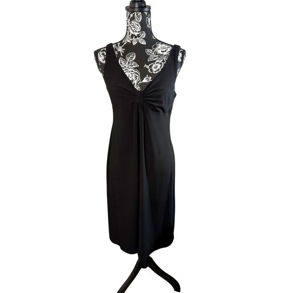 METRO Black Bodycon V Neck Sleeveless Slinky Dress Size M - Picture 1 of 6